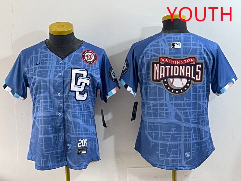 Youth Washington Nationals Blank Blue Joint Name 2025 Nike MLB Jersey style 7->youth mlb jersey->Youth Jersey